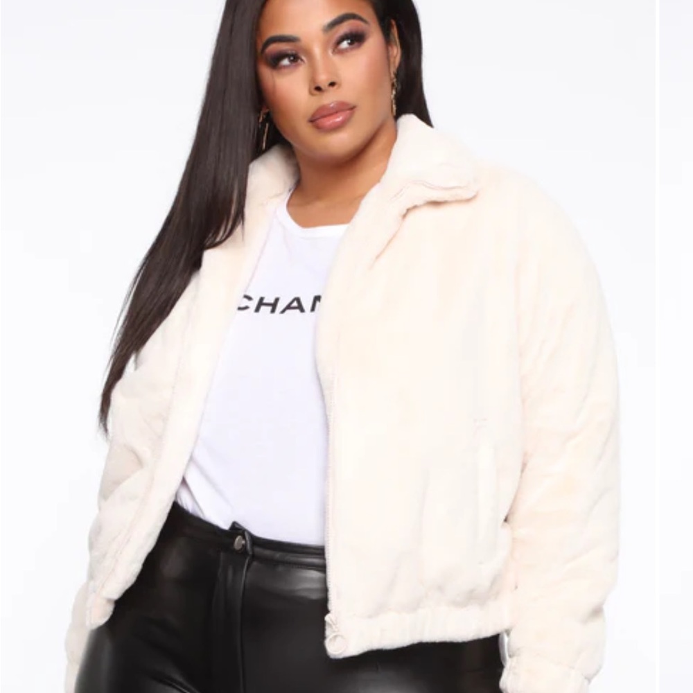 Fashion Nova Soft Touch Faux Fur Jacket 
- Cream XL